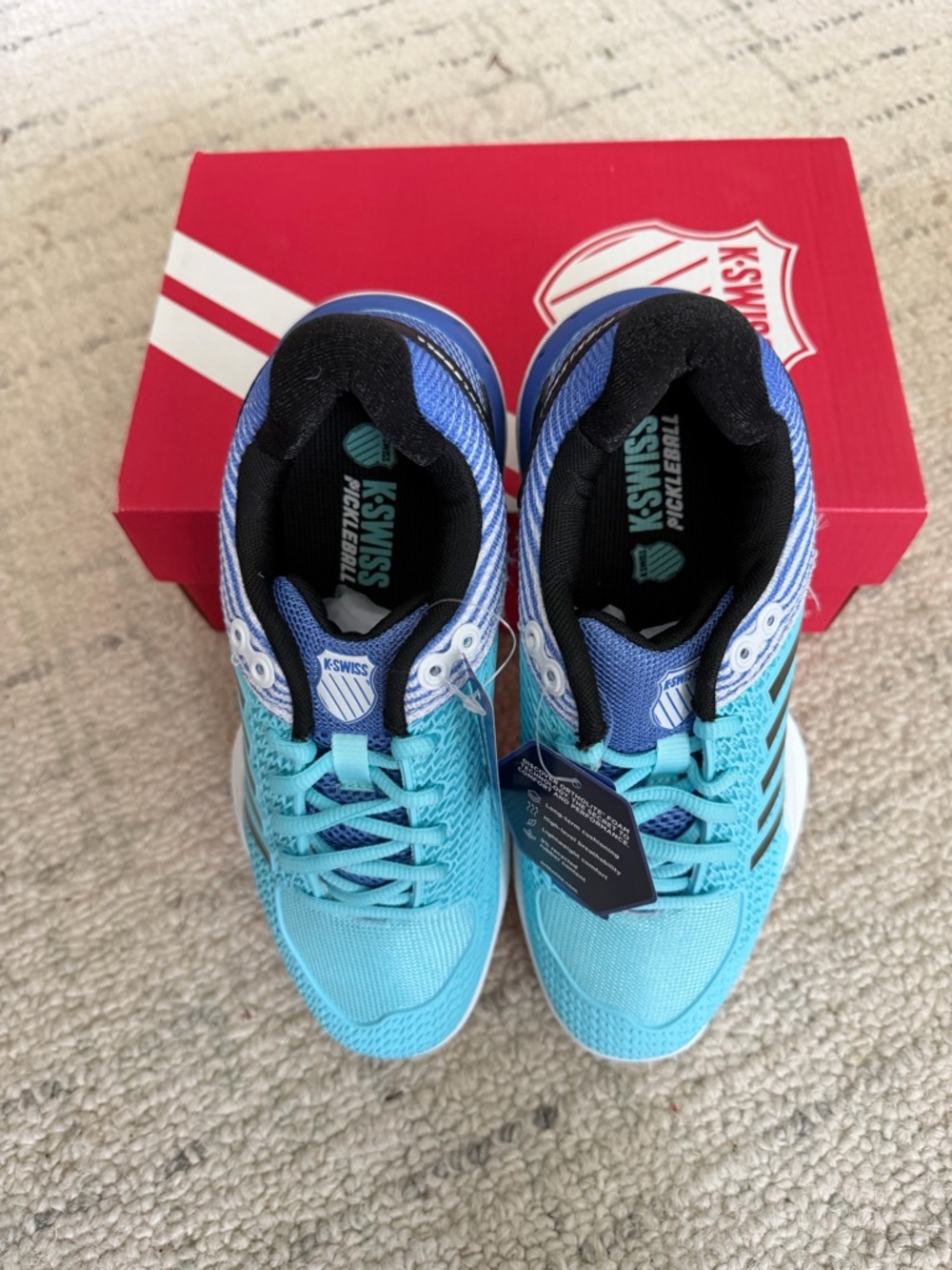 BNIB NWT! K-Swiss Aqua and Black Pickleball Sneakers